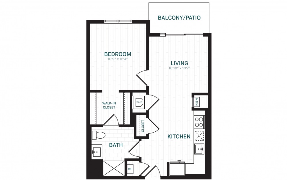 B-3.2 - 1 bedroom floorplan layout with 1 bath and 653 square feet.